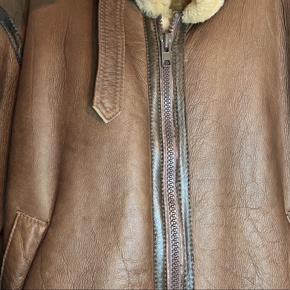 Vintage Sawyer of Napa Leather & Wool Coat (Size 42) - Picture 7 of 16